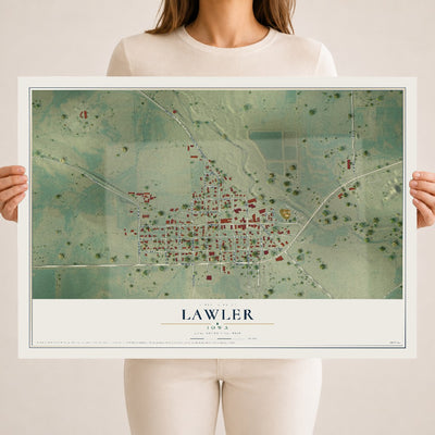 Map of Lawler, Iowa, 18 x 24 inch unframed archival matte print