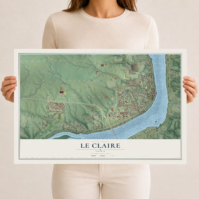 Map of Le Claire, Iowa, 12 x 18 inch unframed archival matte print