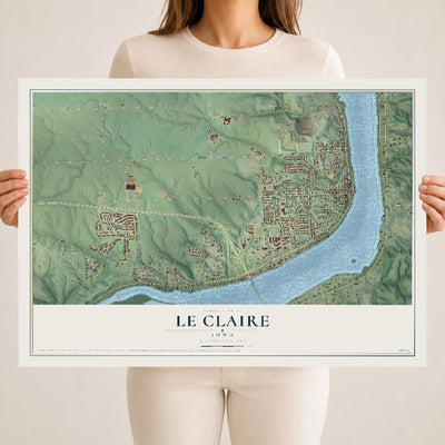 Map of Le Claire, Iowa, 18 x 24 inch unframed archival matte print