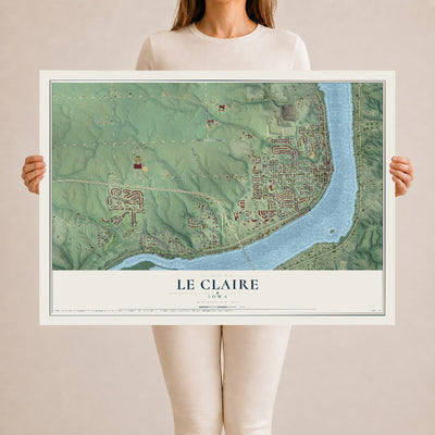 Map of Le Claire, Iowa, 24 x 36 inch unframed archival matte print