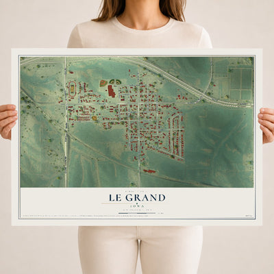 Map of Le Grand, Iowa, 18 x 24 inch unframed archival matte print