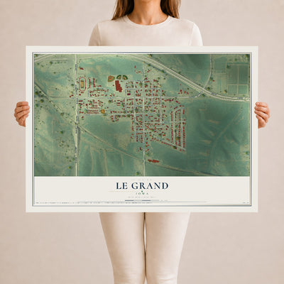 Map of Le Grand, Iowa, 24 x 36 inch unframed archival matte print