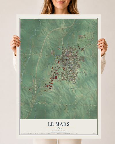 Map of Le Mars, Iowa, 24 x 36 inch unframed archival matte print