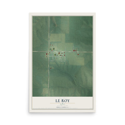 Map of Le Roy, Iowa, 12 x 18 inch unframed archival matte print