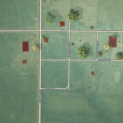 Close-up of the map of Le Roy, Iowa print showing street and building detail
