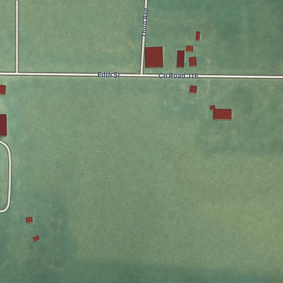 Second close-up of the map of Le Roy, Iowa print showing more streets and buildings