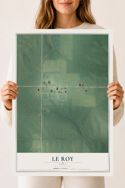 Map of Le Roy, Iowa, 18 x 24 inch unframed archival matte print