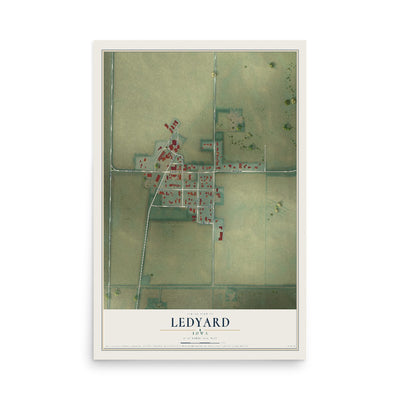 Map of Ledyard, Iowa, 12 x 18 inch unframed archival matte print
