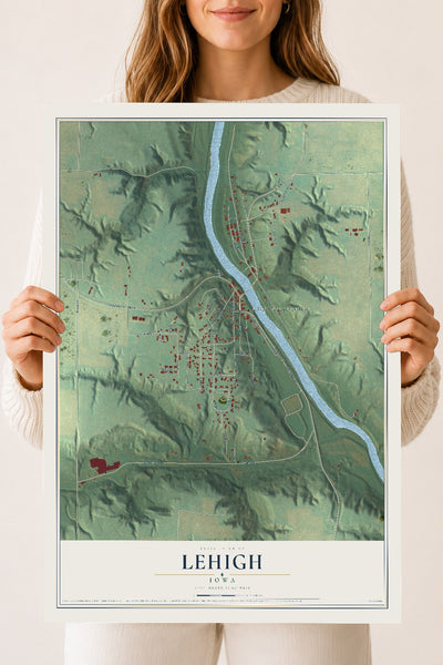 Map of Lehigh, Iowa, 18 x 24 inch unframed archival matte print