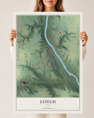 Map of Lehigh, Iowa, 24 x 36 inch unframed archival matte print