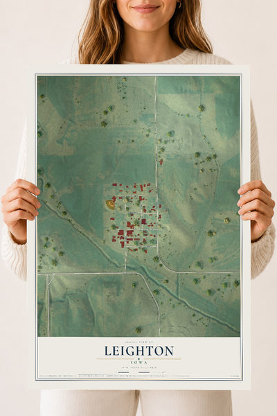 Map of Leighton, Iowa, 18 x 24 inch unframed archival matte print