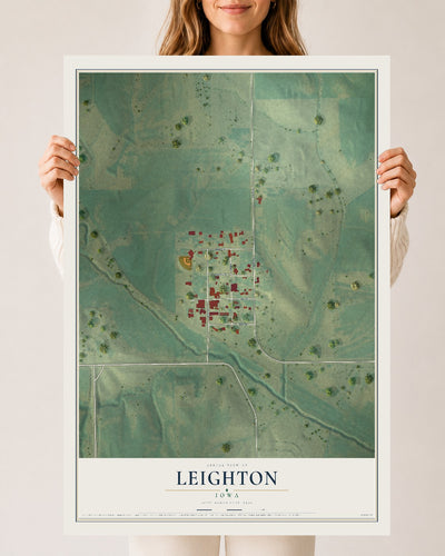 Map of Leighton, Iowa, 24 x 36 inch unframed archival matte print