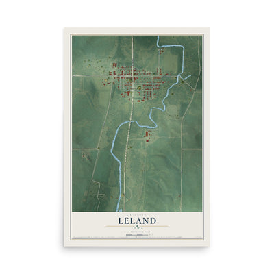 Map of Leland, Iowa, 12 x 18 inch unframed archival matte print