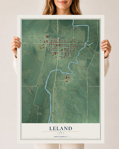 Map of Leland, Iowa, 24 x 36 inch unframed archival matte print