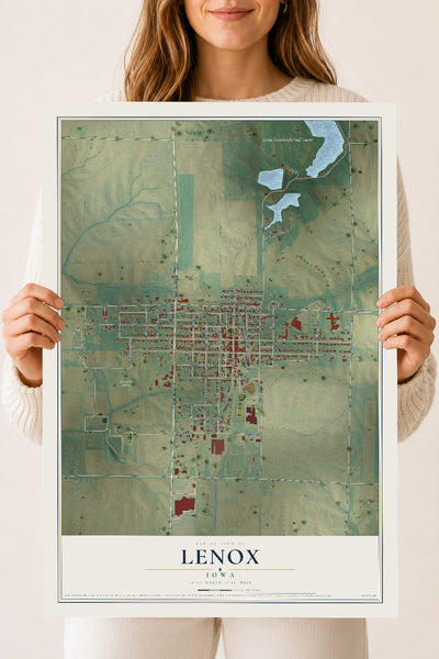 Map of Lenox, Iowa, 18 x 24 inch unframed archival matte print