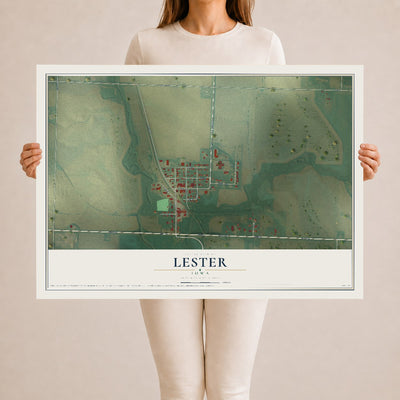 Map of Lester, Iowa, 24 x 36 inch unframed archival matte print