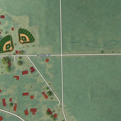 Second close-up of the map of Libertyville, Iowa print showing more streets and buildings