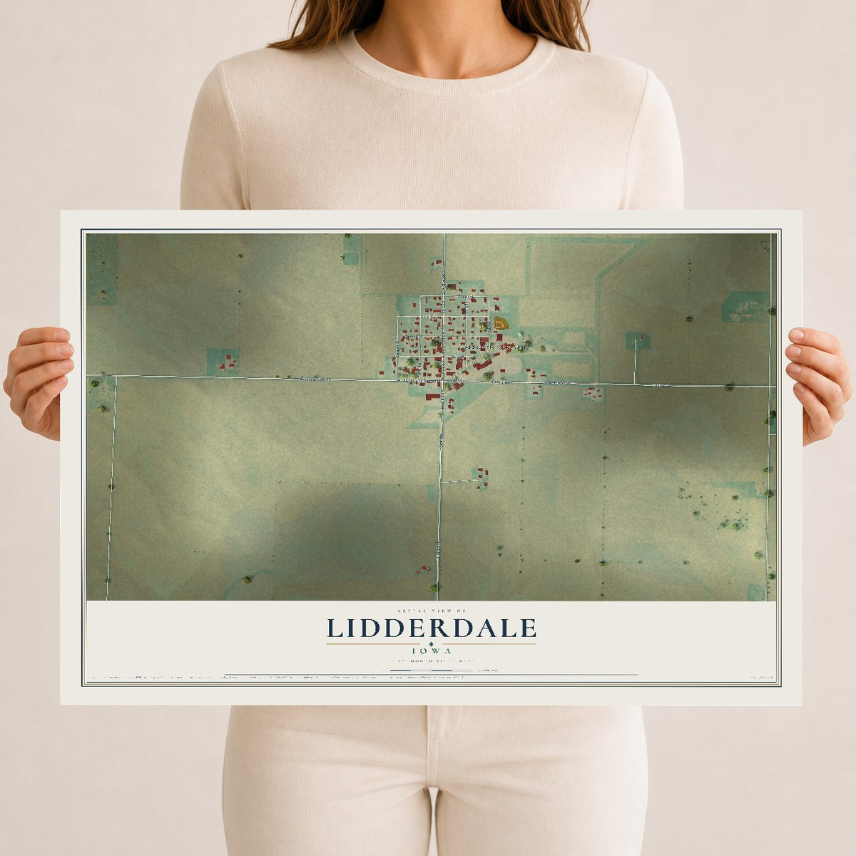 Map of Lidderdale, Iowa, 12 x 18 inch unframed archival matte print
