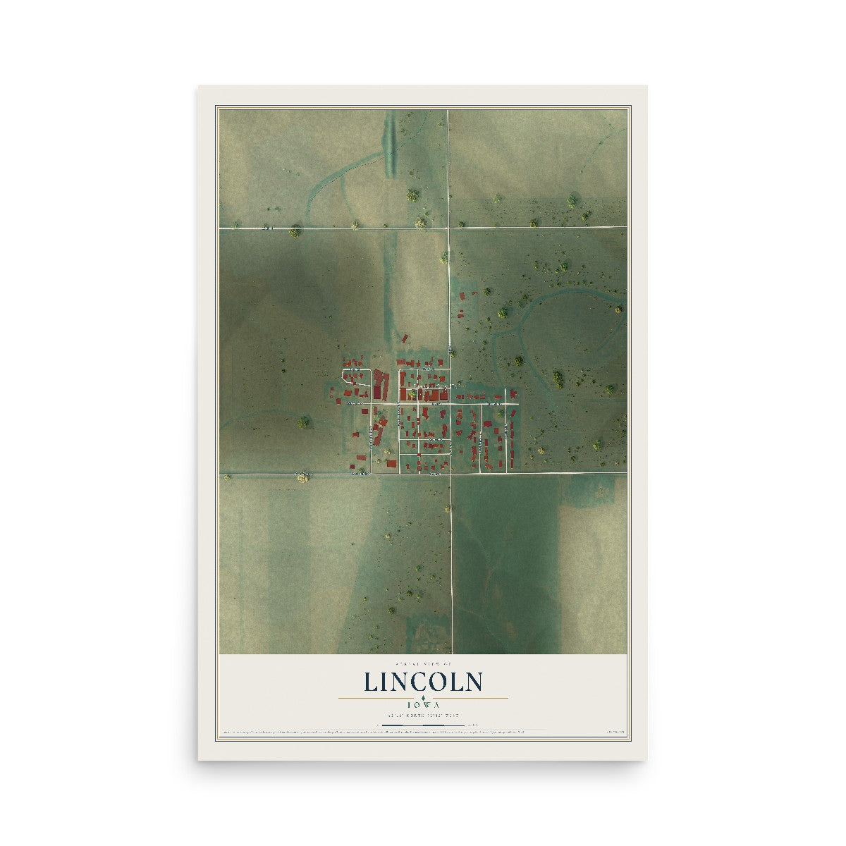 Map of Lincoln, Iowa, 12 x 18 inch unframed archival matte print