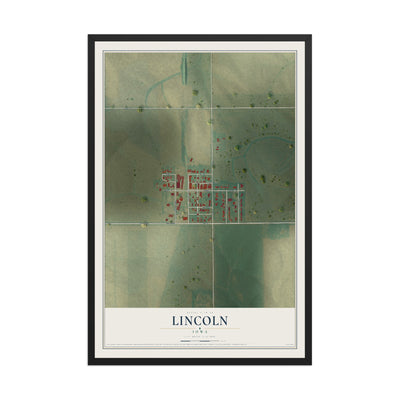 Map of Lincoln, Iowa, 12 x 18 inch print in a black wood frame