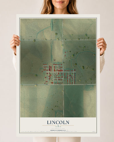 Map of Lincoln, Iowa, 24 x 36 inch unframed archival matte print