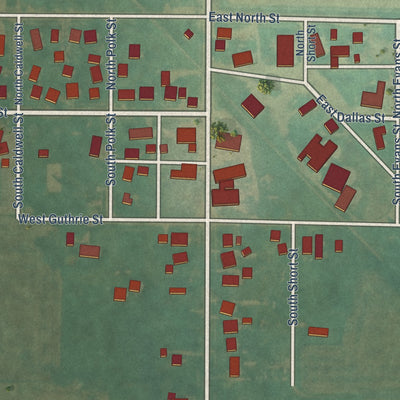 Close-up of the map of Linden, Iowa print showing street and building detail