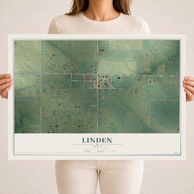 Map of Linden, Iowa, 18 x 24 inch unframed archival matte print