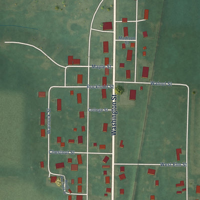 Second close-up of the map of Lineville, Iowa print showing more streets and buildings