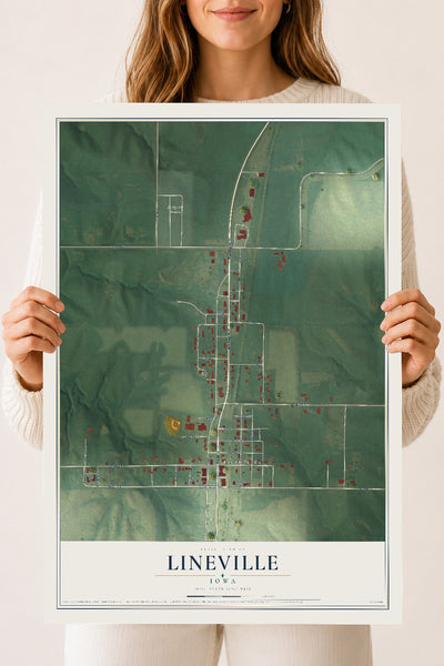 Map of Lineville, Iowa, 18 x 24 inch unframed archival matte print