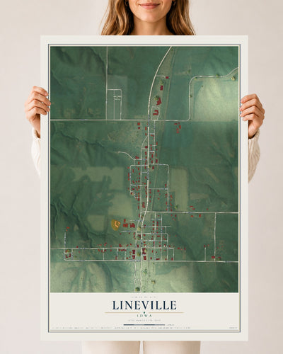Map of Lineville, Iowa, 24 x 36 inch unframed archival matte print