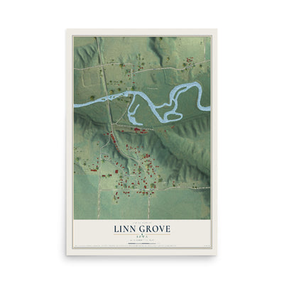 Map of Linn Grove, Iowa, 12 x 18 inch unframed archival matte print