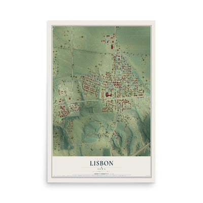 Map of Lisbon, Iowa, 12 x 18 inch unframed archival matte print