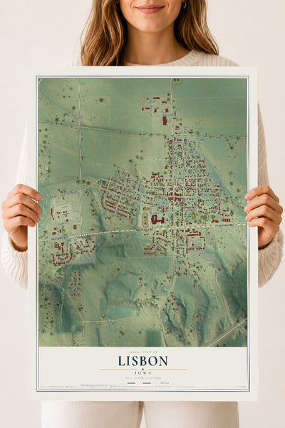 Map of Lisbon, Iowa, 18 x 24 inch unframed archival matte print