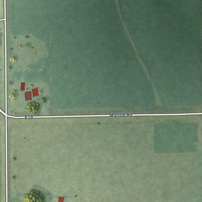 Second close-up of the map of Liscomb, Iowa print showing more streets and buildings