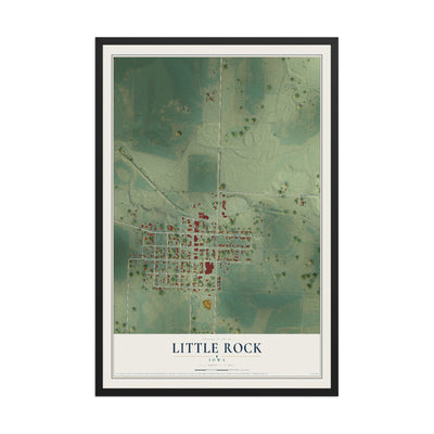 Map of Little Rock, Iowa, 12 x 18 inch print in a black wood frame