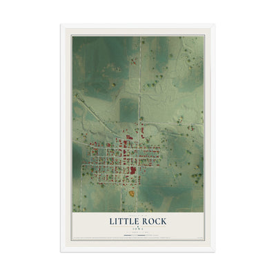 Map of Little Rock, Iowa, 12 x 18 inch print in a white wood frame