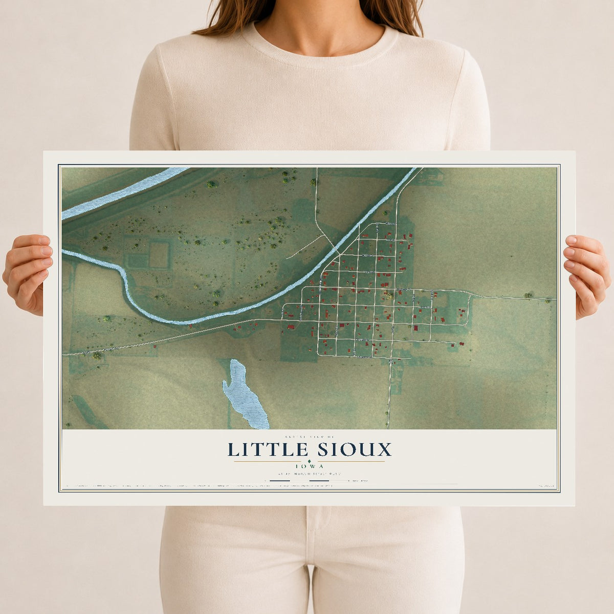 Map of Little Sioux, Iowa, 12 x 18 inch unframed archival matte print