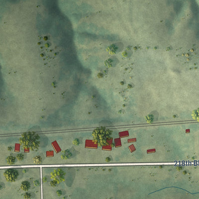 Second close-up of the map of Lockridge, Iowa print showing more streets and buildings