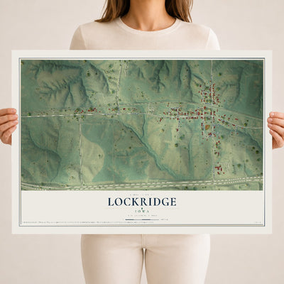 Map of Lockridge, Iowa, 18 x 24 inch unframed archival matte print
