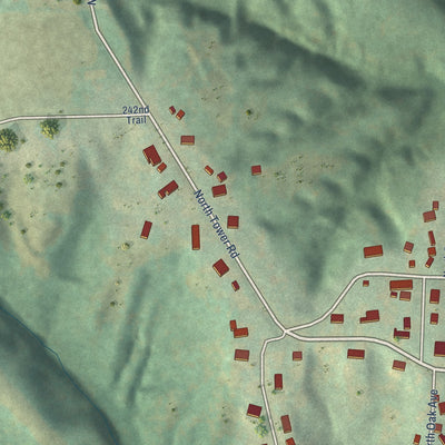 Second close-up of the map of Logan, Iowa print showing more streets and buildings