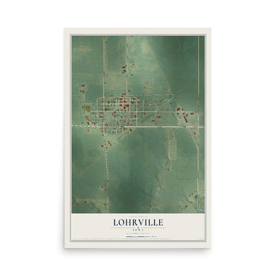 Map of Lohrville, Iowa, 12 x 18 inch unframed archival matte print