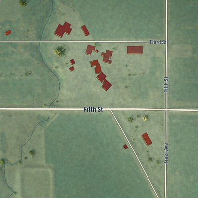 Second close-up of the map of Lohrville, Iowa print showing more streets and buildings