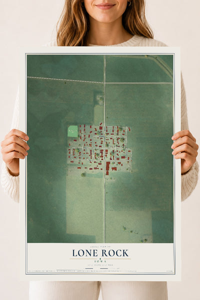 Map of Lone Rock, Iowa, 18 x 24 inch unframed archival matte print