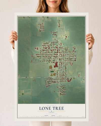 Map of Lone Tree, Iowa, 24 x 36 inch unframed archival matte print