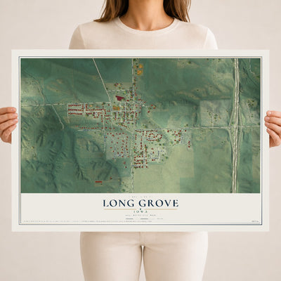 Map of Long Grove, Iowa, 18 x 24 inch unframed archival matte print