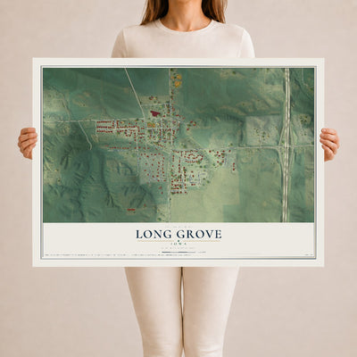 Map of Long Grove, Iowa, 24 x 36 inch unframed archival matte print