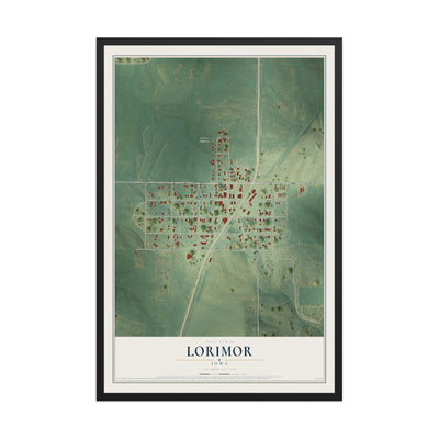 Map of Lorimor, Iowa, 12 x 18 inch print in a black wood frame