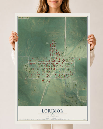 Map of Lorimor, Iowa, 24 x 36 inch unframed archival matte print