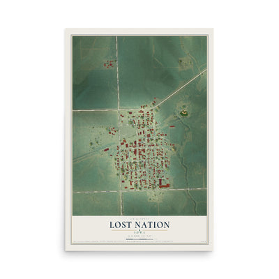 Map of Lost Nation, Iowa, 12 x 18 inch unframed archival matte print