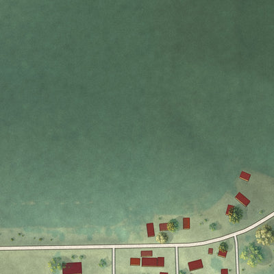 Second close-up of the map of Lost Nation, Iowa print showing more streets and buildings
